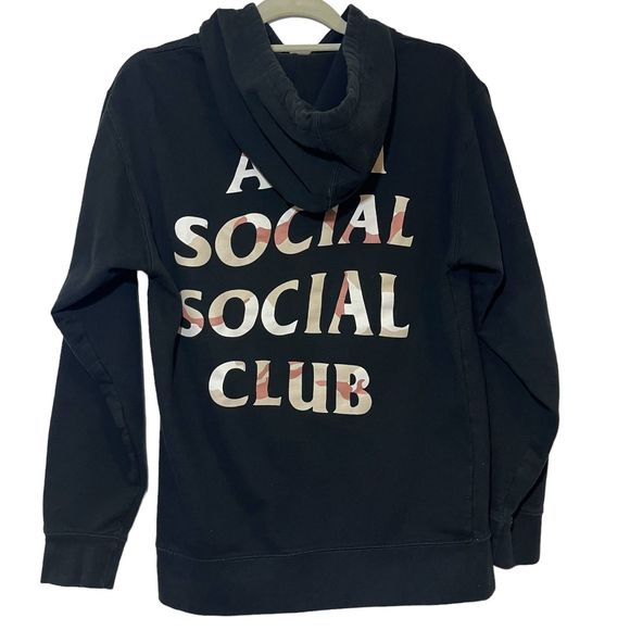 Anti Social Social Club Hoodie Black Camo Lettering - Picture 3 of 8